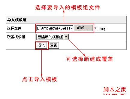 帝国cms模板导入导出及模板组功能介绍