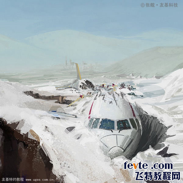 painter结合ps打造飞机坠机场景