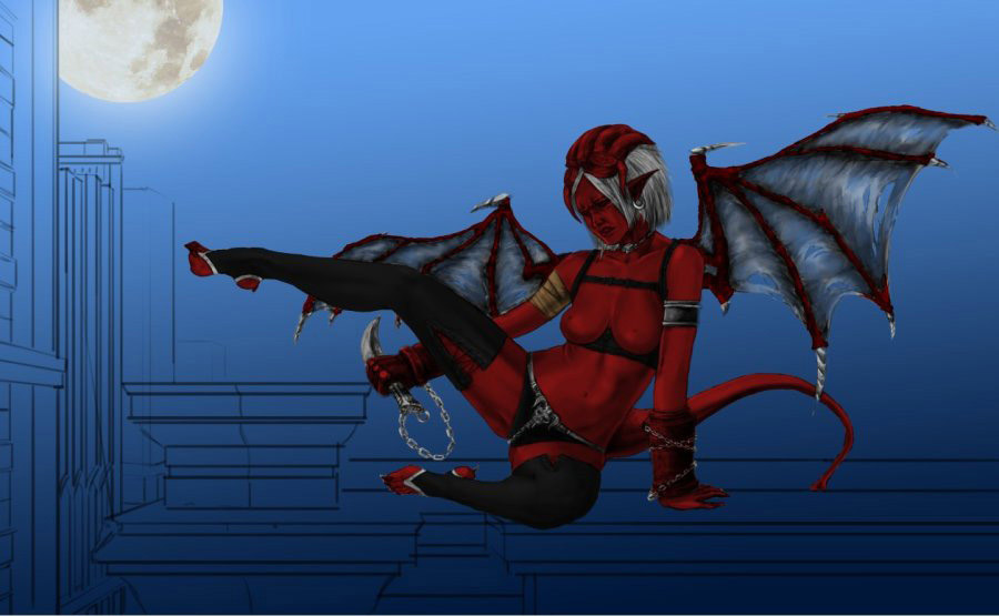 painter绘制性感邪恶蝙蝠女