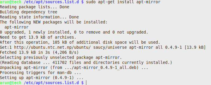在Ubuntu系统中使用APT-mirror本地软件仓库的教程