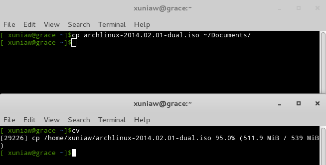 在Linux系统中使用Coreutils Viewer显示命令运行进度