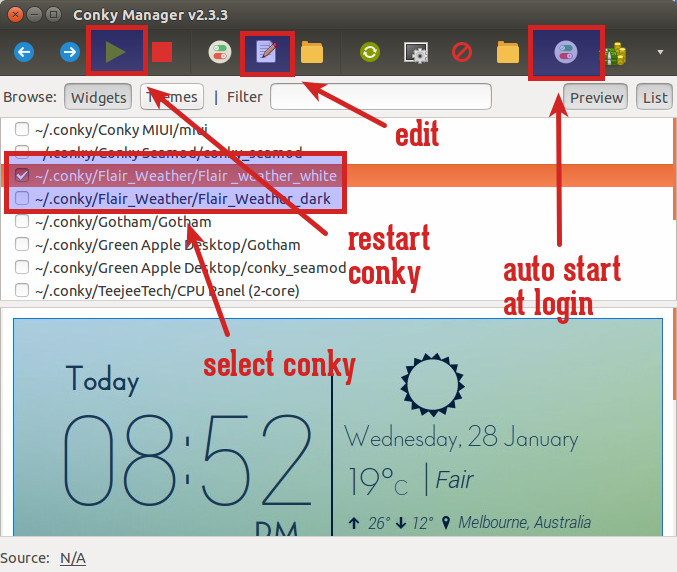 Ubuntu系统中的天气应用Conky的使用教程