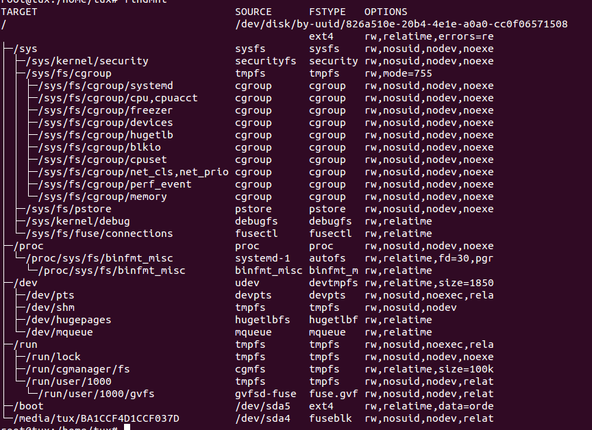 Linux系统下findmnt命令使用全解
