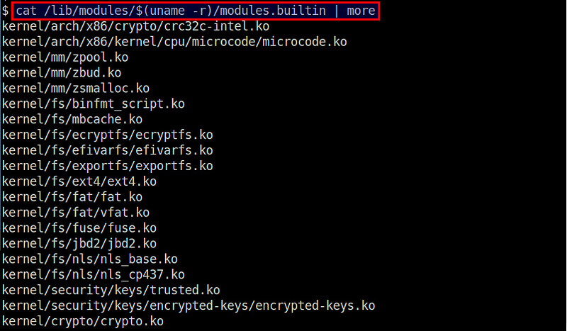 获取Linux系统中内置模块信息的方法