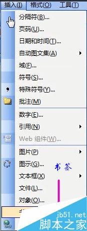 word2003中如何插入书签