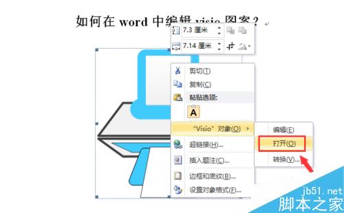 如何在word中编辑visio图案？