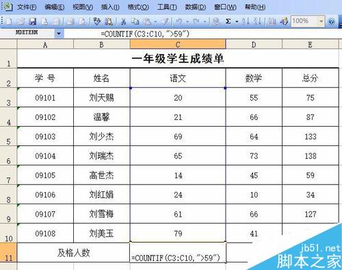 excel怎么计算合格人数