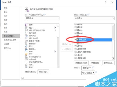 Word2016中添加开发工具选项卡到界面显示的方法