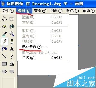 3,這時出現畫圖軟件,點擊編輯, 點擊粘貼來源.