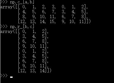 numpy 进行数组拼接,分别在行和列上合并的实