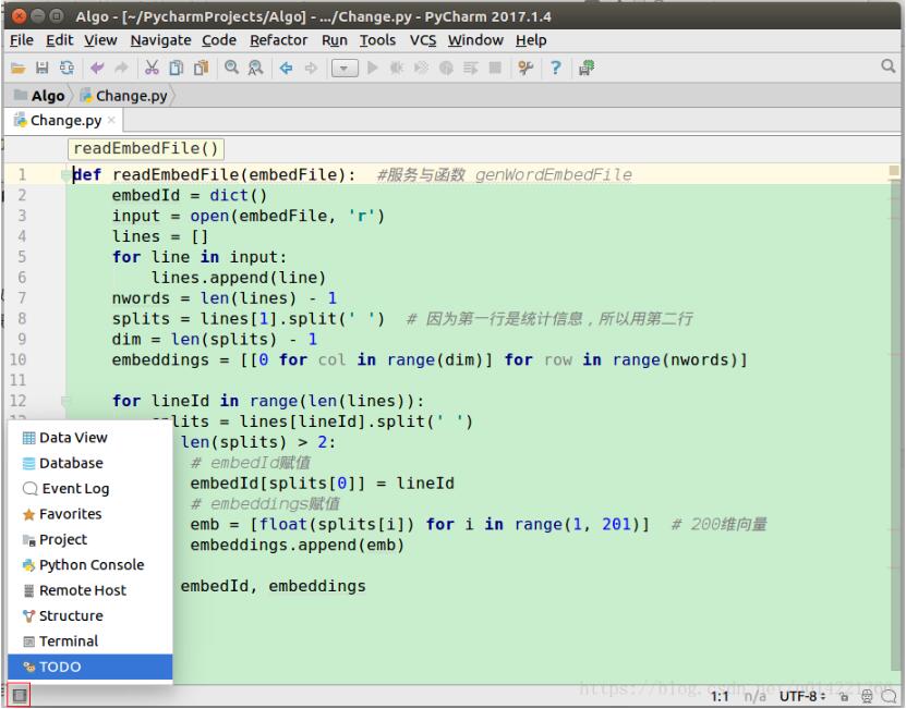 pycharm 显示project 选项卡