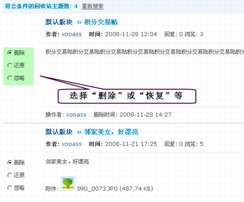 Discuz!7.0主题回收站功能详解