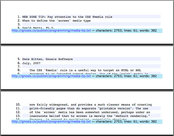 图 3. 非 @media 式样式表的打印问题