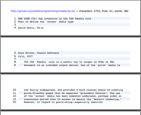 图 4. 在使用 @media 规则的样式表中纠正打印显示