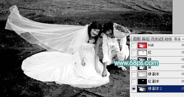 photoshop利用通道及抽出滤镜抠出飘逸的半透明婚纱