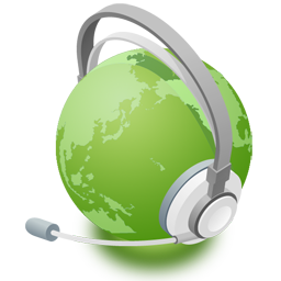 绿色带耳机的地球