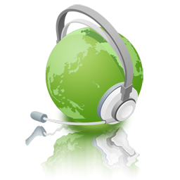 绿色带耳机的地球 小