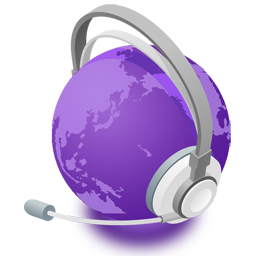紫色带耳机的地球