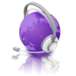 紫色带耳机的地球 小