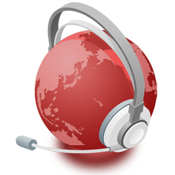 红色带耳机的地球