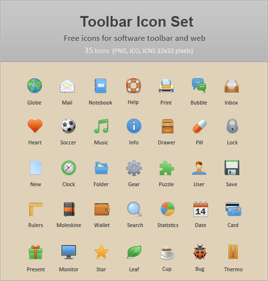 工具栏常用图标35款（Toolbar Icon Set）