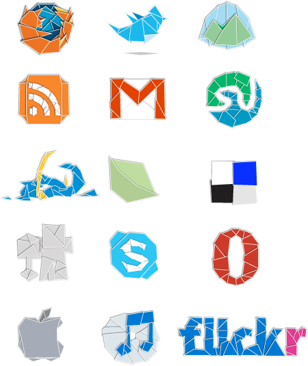 折纸样式的Web 2.0服务Logo图标下载